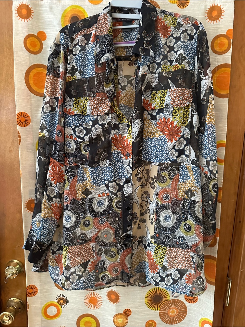 Desigual Printed Patchwork-Pattern Long Sleeve Shirt - Multicolor
